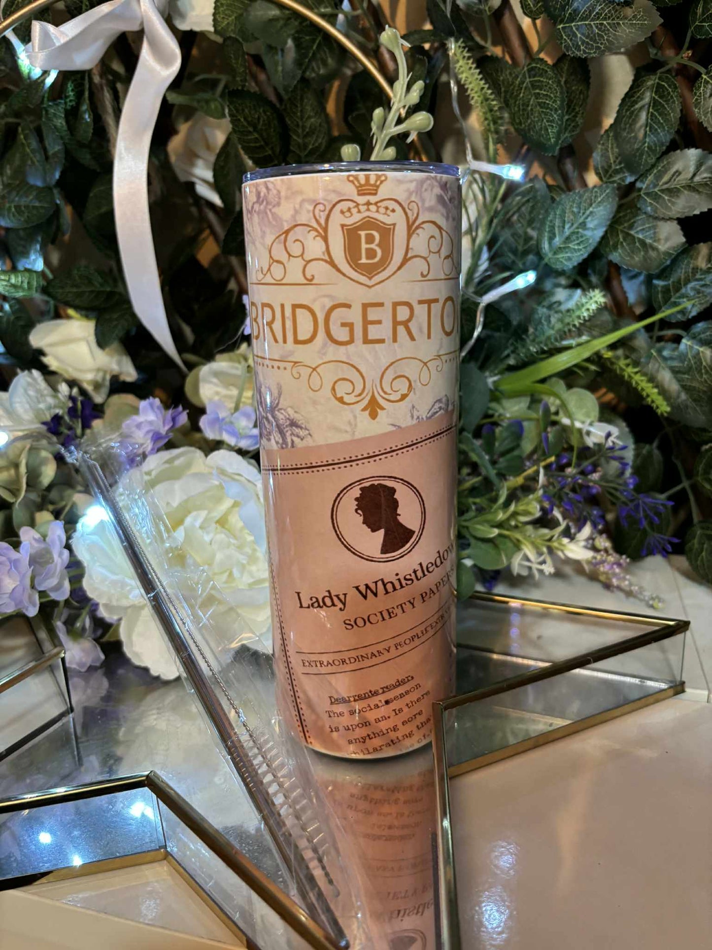 Bridgerton Inspired 20oz Tumbler with Lid & Straw