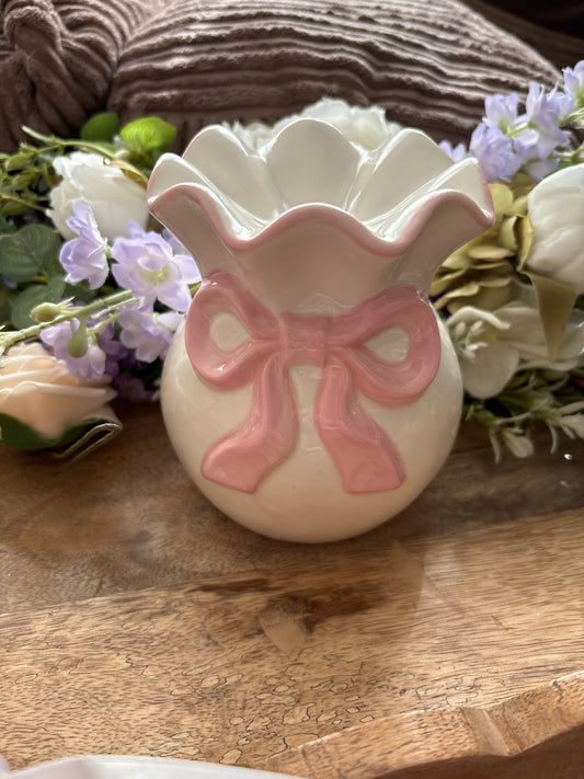 Pink bow ceramic oil / wax burner lovely addition to any home free wax melt turtle