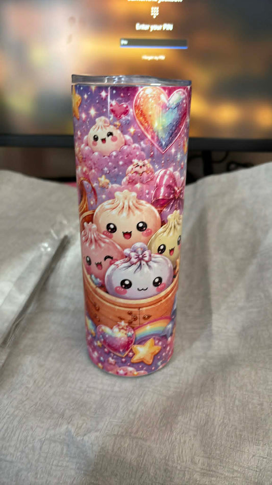 Dumplings tumbler 20oz hot/cold with straw and brush