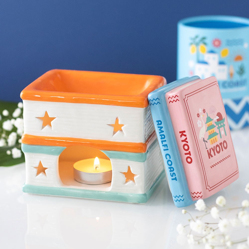 TRAVEL BOOK STACK OIL AND WAX MELT BURNER