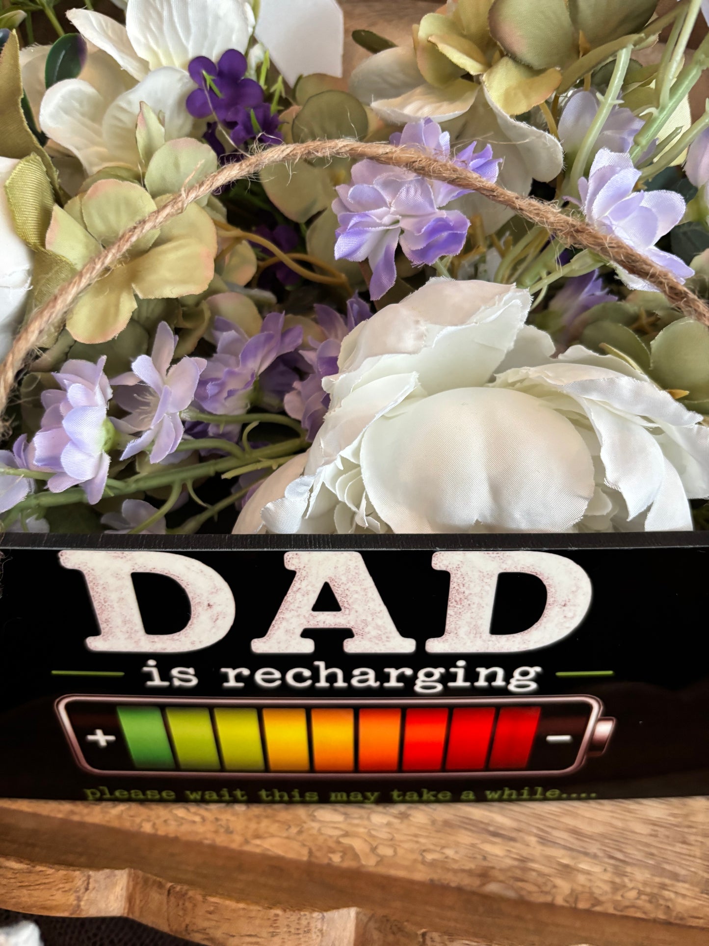 Dad is Recharging Door Sign - Perfect Father's Day Gift for Shed Man Cave or Games Room - Versatile Sign for Dad Who Takes Time Out