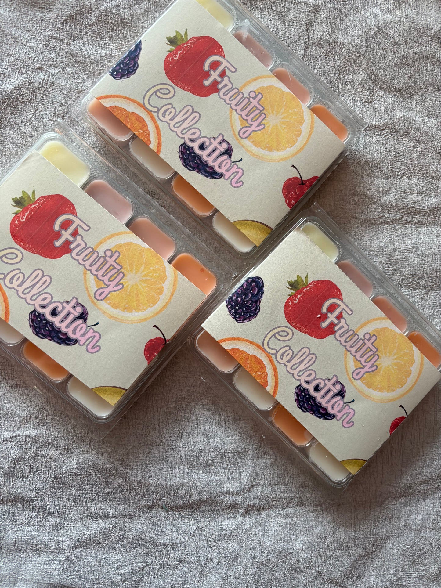 Soy wax highly scented FRUITY collection. Long lasting scent