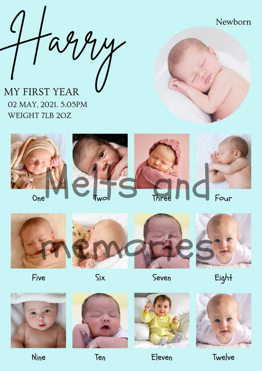 Baby's First Year Personalised A4 Print