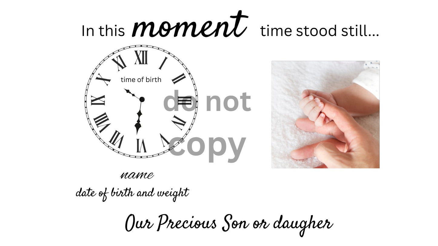Personalised Newborn Baby Print | In This Moment Time Stood Still | A4 / printed on glossy photo paper