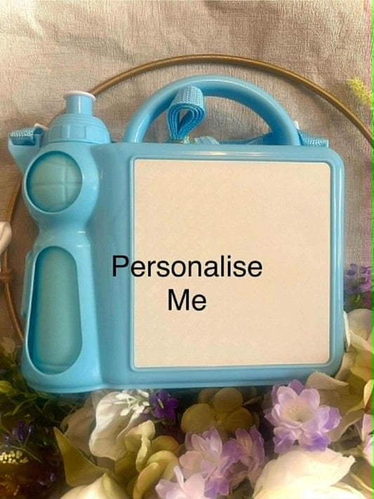 Personalised Blue Lunch Box & Bottle Set