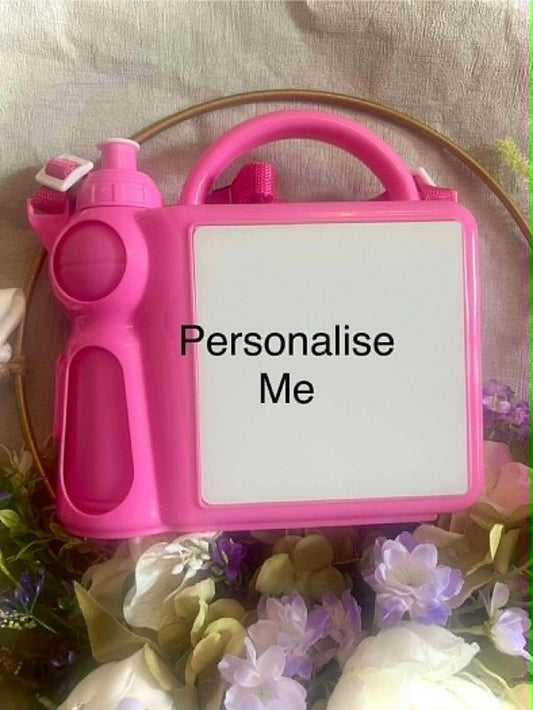 Personalised Pink Lunch Box & Bottle Set