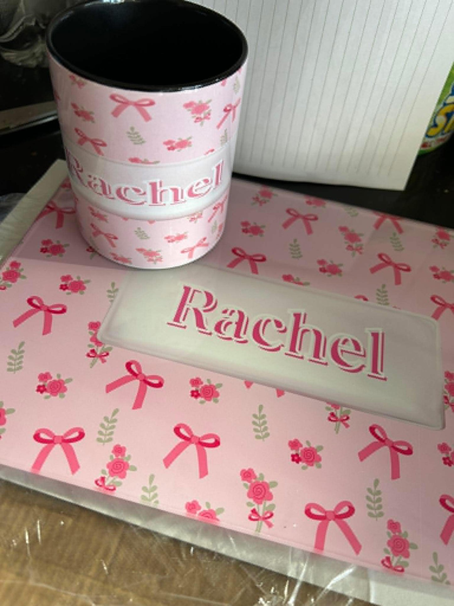 Personalised Chopping Board & Utensil Pot Set.   ideal gift for a loved one